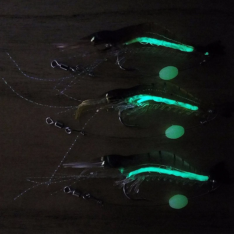 

LALA Soft Plastic Lures Artificial Bait Luminous Shrimp Fishing Lure Mixed Color Spinner Crank-Bait Fishing Lure With Hook Fishi