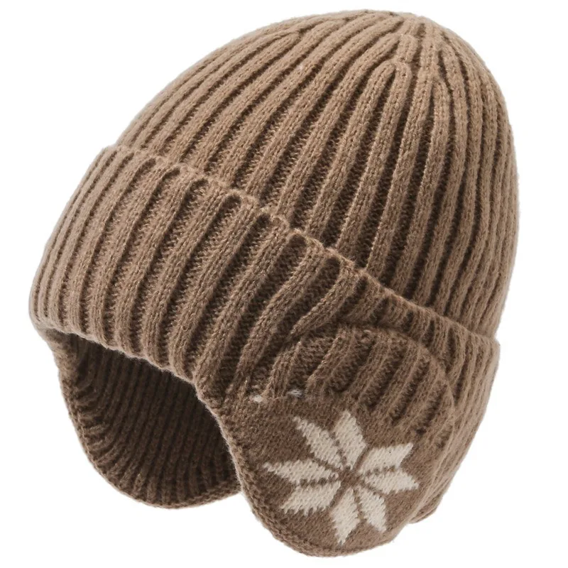 Men's Knitted Hat for the Elderly,Autumn Winter Fleece Lined Thick Earflap Beanie,Warm Versatile Grandpa Thermal Cap