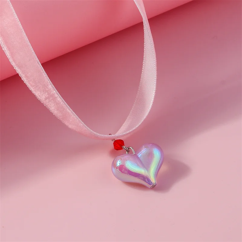 Aihua Sexy Rot Samt Choker Halsketten für Frauen Herz Halskette Kragen Hochzeit Schmuck Romantische Valentinstag Geschenke – Detail 7