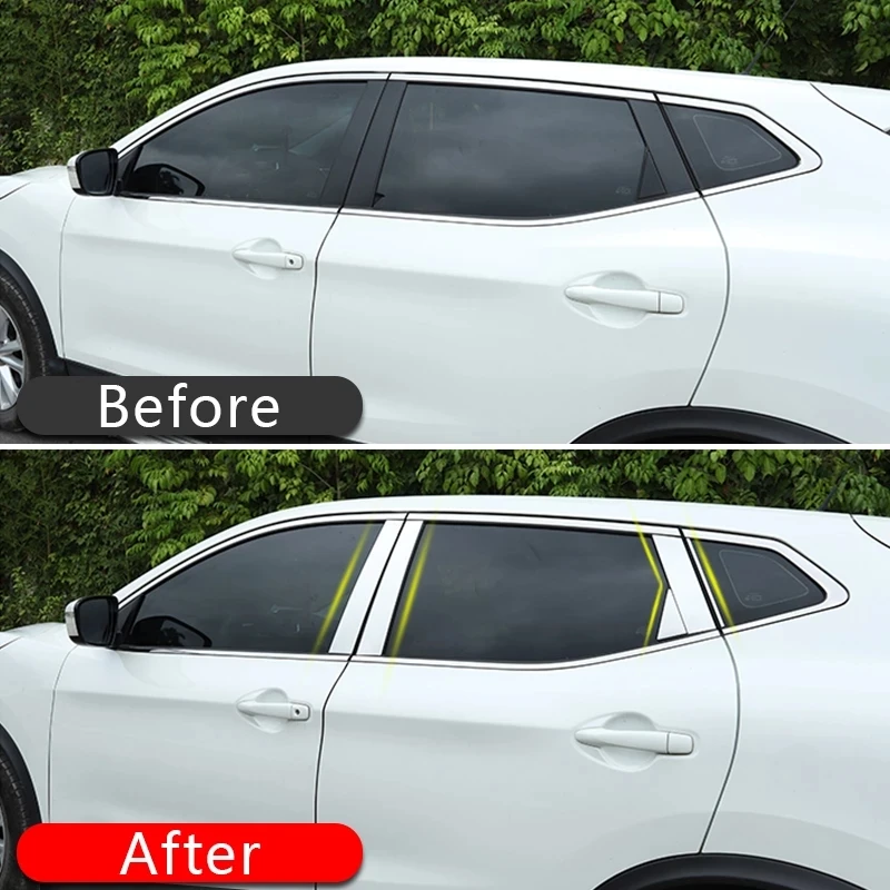 

Для Nissan Qashqai J10 J11 2008-2013 2014-2016-2019 2020, накладка на оконную стойку из нержавеющей стали, декоративная наклейка на автомобиль