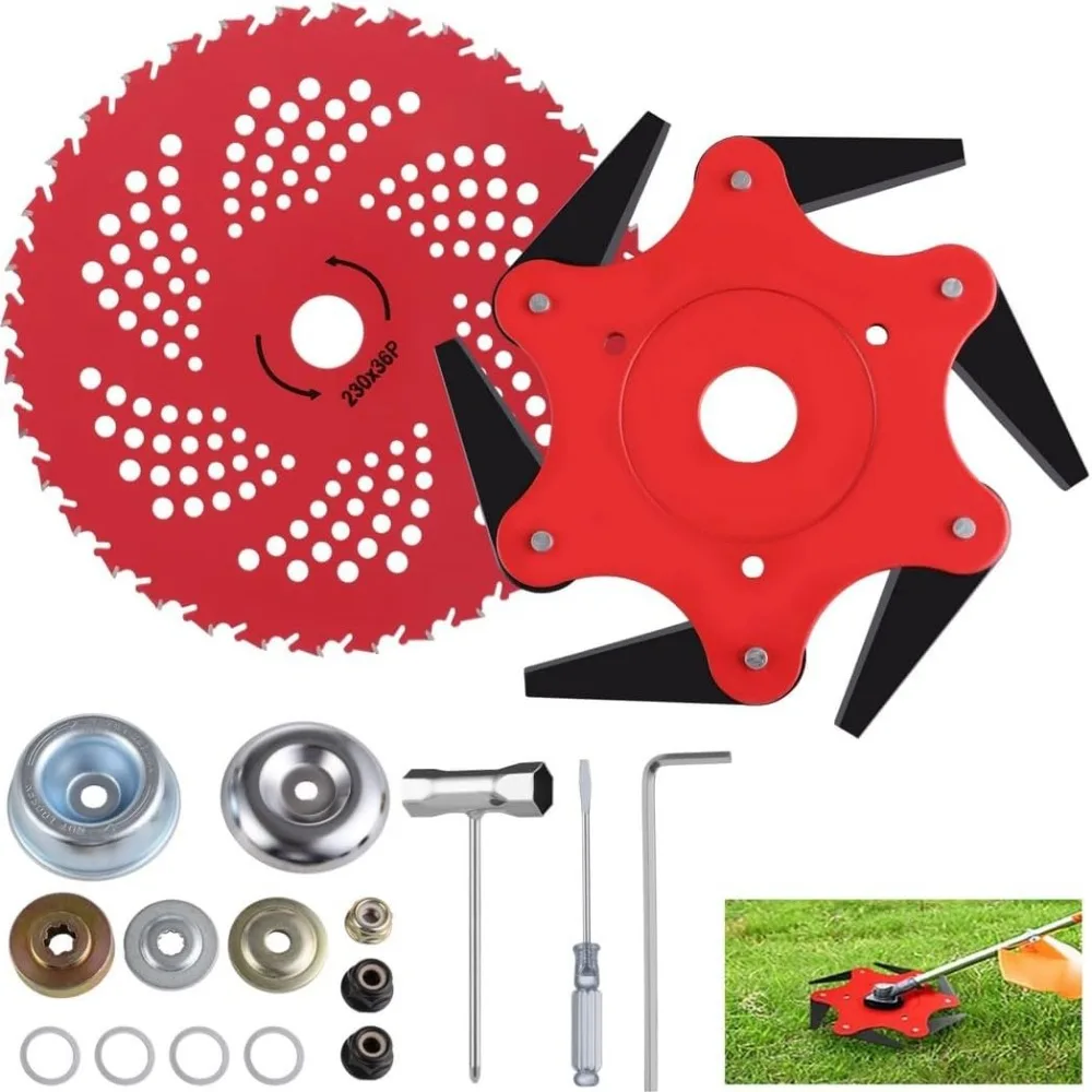 

Grass Trimmer Accessories with 9-Inch 36-Tooth Blade and Six-Blade Cutting Head