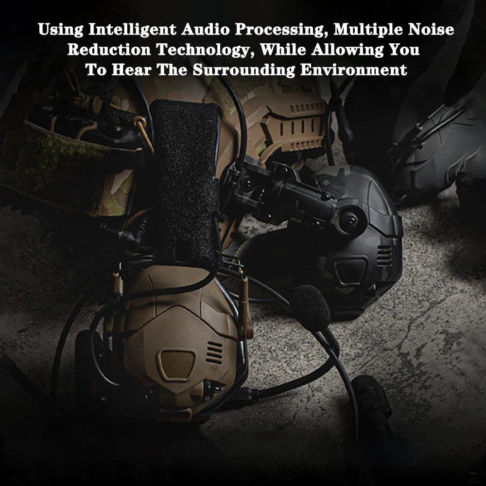 Tactical Bluetooth Headset，Lithium Battery USB Charging，  Noise Reduction 21DB Airsoft Hearing Protective Communication Headset