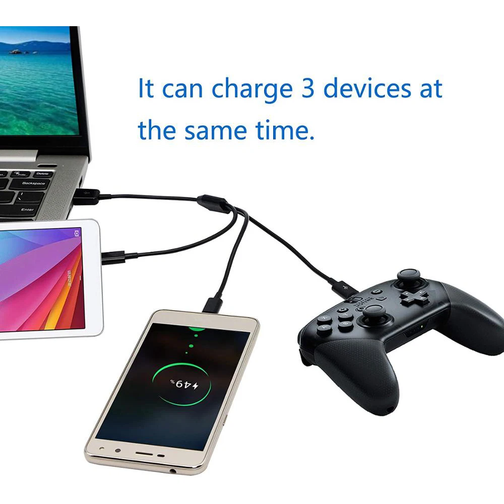 1M/3FT USB 2,0 Typ A Stecker auf 3 Micro USB 5 Pin Männlich Splitter Y Daten Sync und Lade Connector Adapter Kabel für Android (Schwarz)