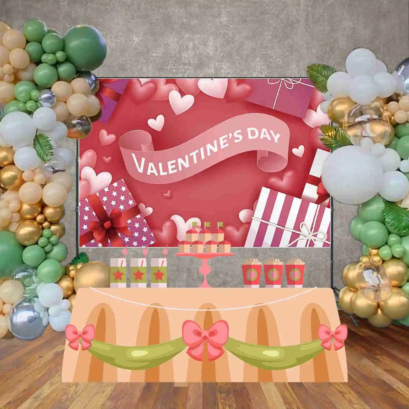 MOON.QG Valentine'S Day Photography Background Wine Heart Arch Door Photozone Backdrop Children Studio Photocall Accessories