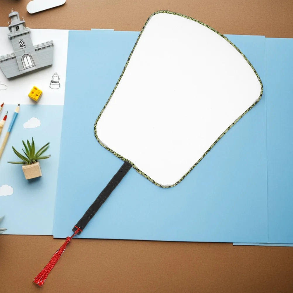 3 قطعة مراوح الحرير الأبيض فارغة الصينية مجداف اللوحة مراوح اليد DIY بها بنفسك الحرفية الخط الكتابة على الجدران حفلة الرقص