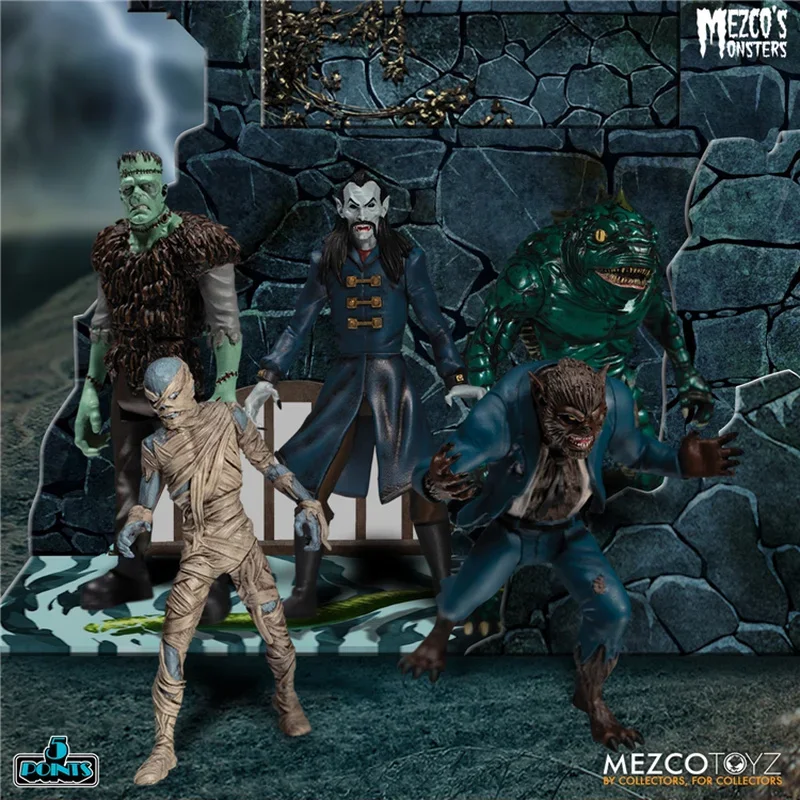 

[In stock] Mezco 5-point movable global monster mummy Dracula Science Monster Luxury Set 4550 Action Figure Model Toys Gifts