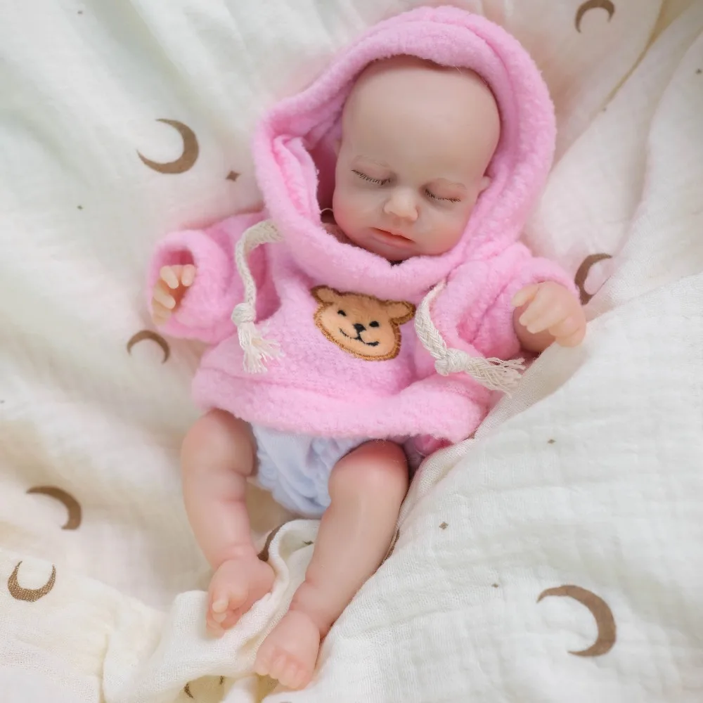8'' Soft Silicone Reborn Baby Doll Loulou Mini Elastic Stretchable Handy Dolls Month Can Open Best Gift for Kids