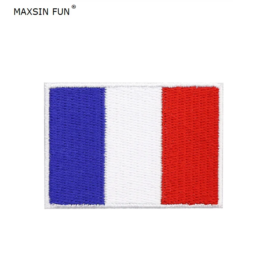 MAXSIN FUN 1 PC Excellent Quality Small Iron On France Flag Patch Patriotic Military Sticker with Glue For Backpack Coat DIY