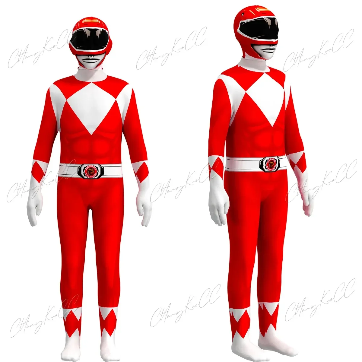 Power Samurai Sentai  Rangers Costume Adult Kids Superhero Cosplay Halloween Birthday Party Jumpsuit Zentai Suit view 3