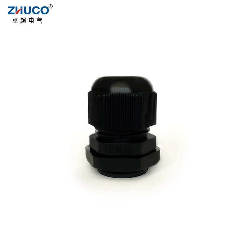 ZHUCO 10Pcs PG19 Black Plastic Waterproof 12-16mm Wiring Range Nylon Cable Gland Entry Cover Cord Protector with Rubber Gasket