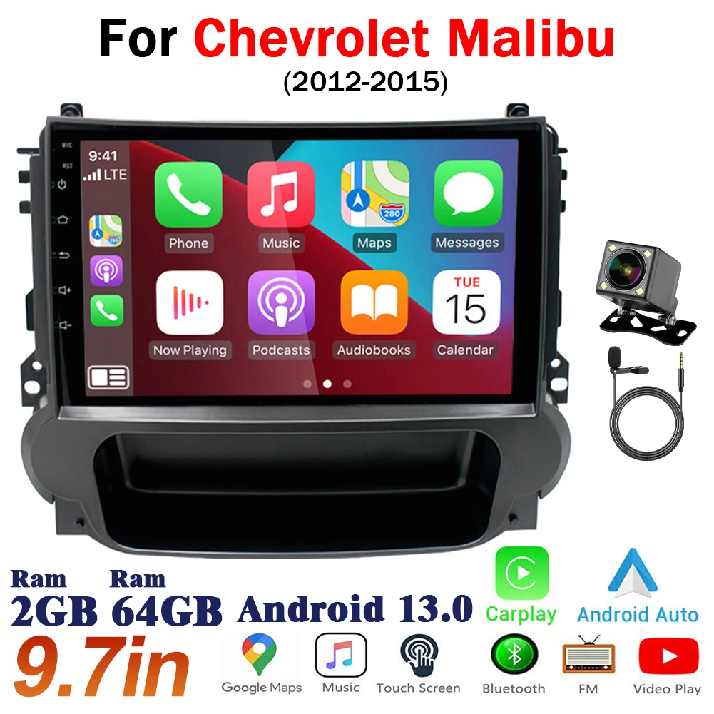 Radio stereo per auto da 9 pollici per auto GPS Navi WIFI compatibile per Malibu 2011-2015 Android 13