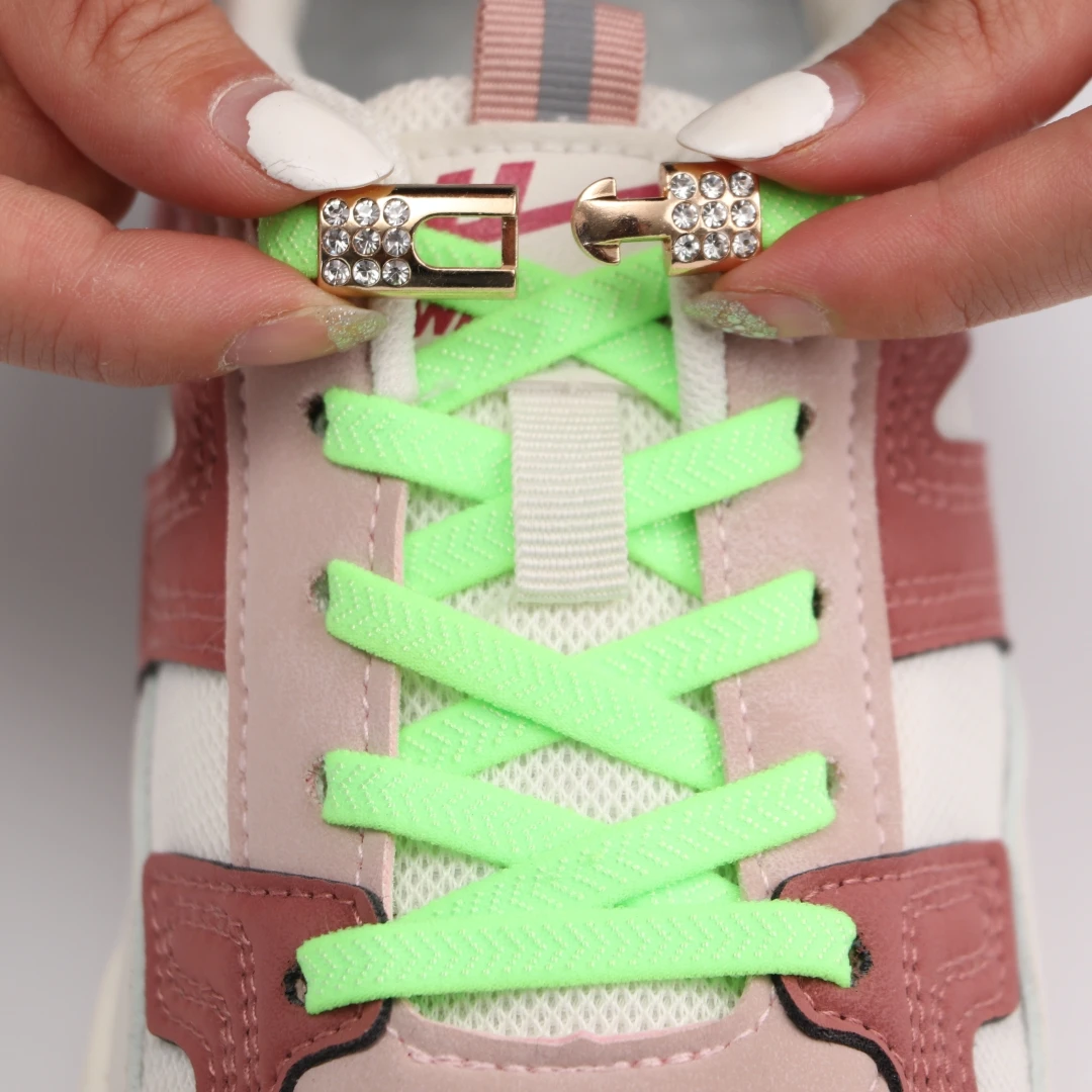 Elastic Laces Sneakers Diamond Cross Locks Shoelaces Without ties Kids Adult 8MM Width No Tie Shoe laces Rubber Bands Shoelace