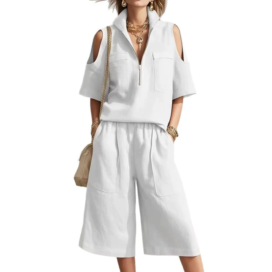 2026 Summer Cross border New Foreign Trade Women\'s Clothing Short Sleeve Shorts Shirt Loose Pants Two Piece Sets Casual clothes