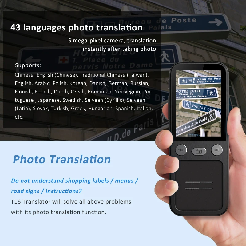 T16 traduttore fotografico vocale istantaneo portatile viaggi traduzione in tempo reale penna intelligente scansione traduttore di registrazione Multi lingue