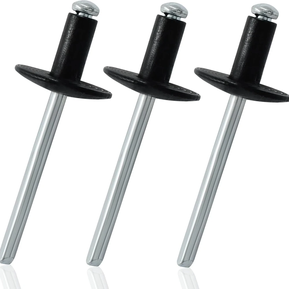 

620pcs Large Flange Aluminum Blind Rivets Dome Head Pop Rivets for Installing Accessories Black Semi-round Head Blind Rivets