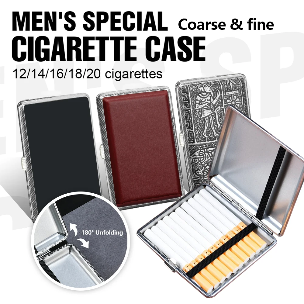 

Leather Cigarette Case Cover Man Women Smoking Cigarette Box For Hold 12/14/16/18/20 Cigarettes Sleeve Pocket Cigarettes Pack