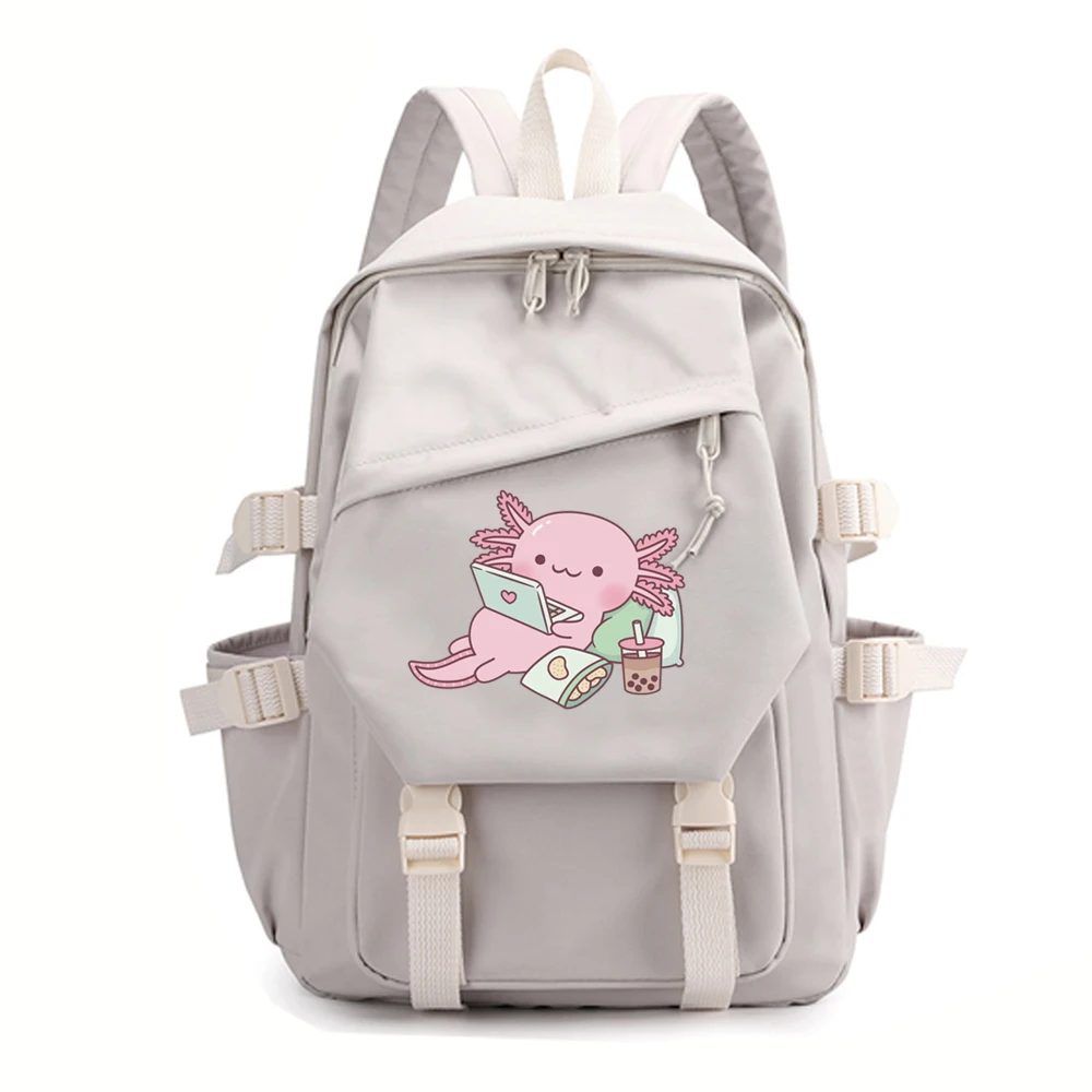 Cute Axolotl Backpack Women Men Fashion Travel Backpacks Outdoor Sport School Bag For Girls
