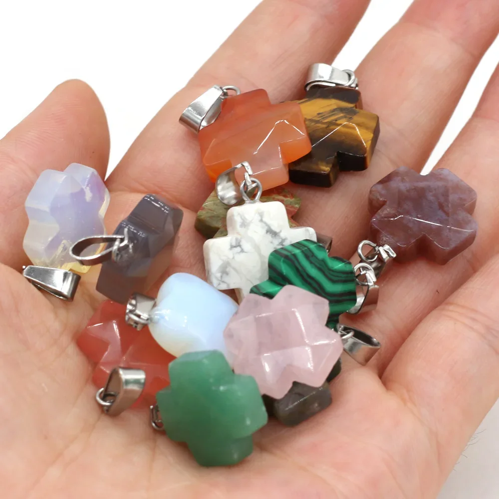 12pcs Natural Stone Pendant Mix Colors Women Natural Jewelry Charms fit DIY Necklace Making Wholesale Multiple Shapes