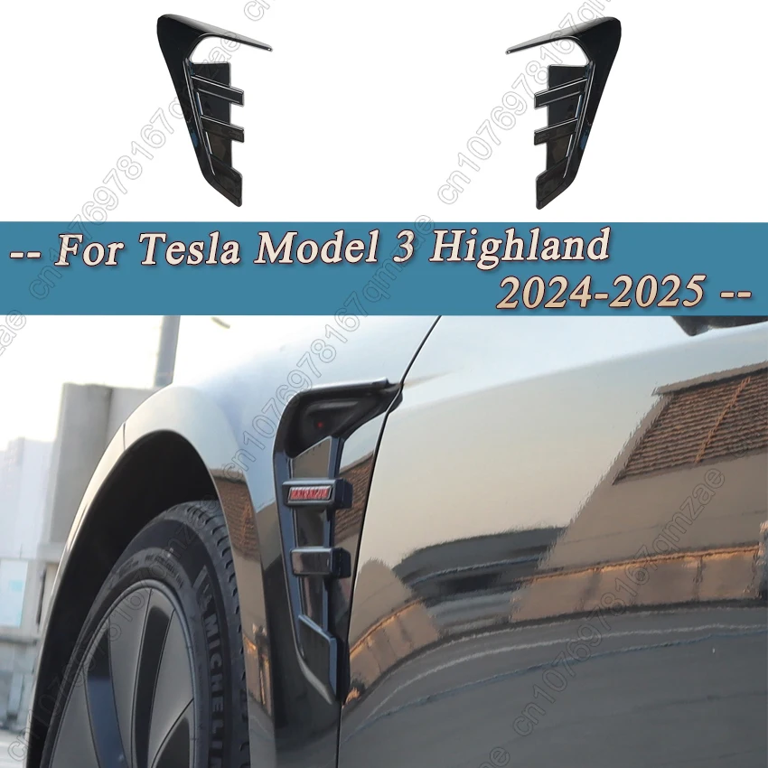 

Крышка бокового спойлера для Tesla Model 3 Highland 2024-2025 Автомобильный воздухозаборник Крышка вентиляционных отверстий на крыло Переднее боковое крыло Крышки вентиляционных отверстий Накладки