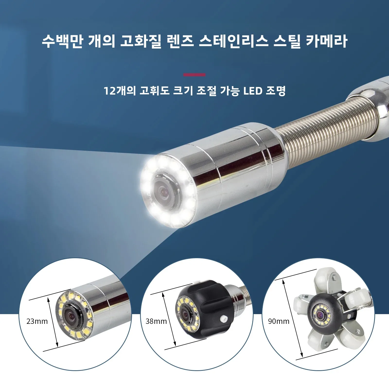 SyanSpan-下水道パイプ検査カメラヘッド、産業用カメラパーツ内視鏡、排水管パイプライン、滑り止めなし、23mm、17mm、交換