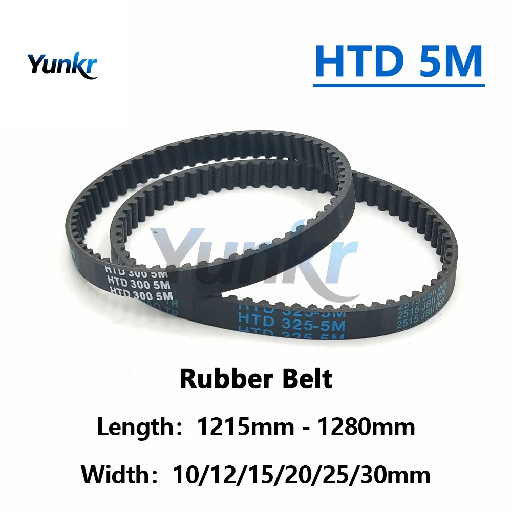 HTD 5M Closed Loop Synchronous Belt Length 1215 1220 1225 1230 1235 1240 1245 1250 1260 1265 1270 1275 1280mm Rubber Timing Belt