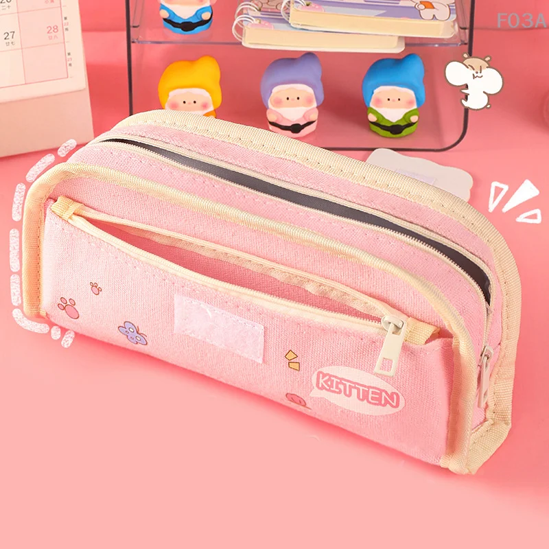 Imagem -03 - Cute Cartoon Pencil Case Organizador Durável de Artigos de Papelaria Bolsa de Lápis de Grande Capacidade