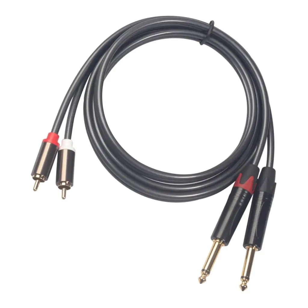 1/4 Inch to RCA Cable Dual 6.35mm Male to 2 RCA Pure Copper Interconnect for Home Theater Stereo Amplifier Speaker 1.5m