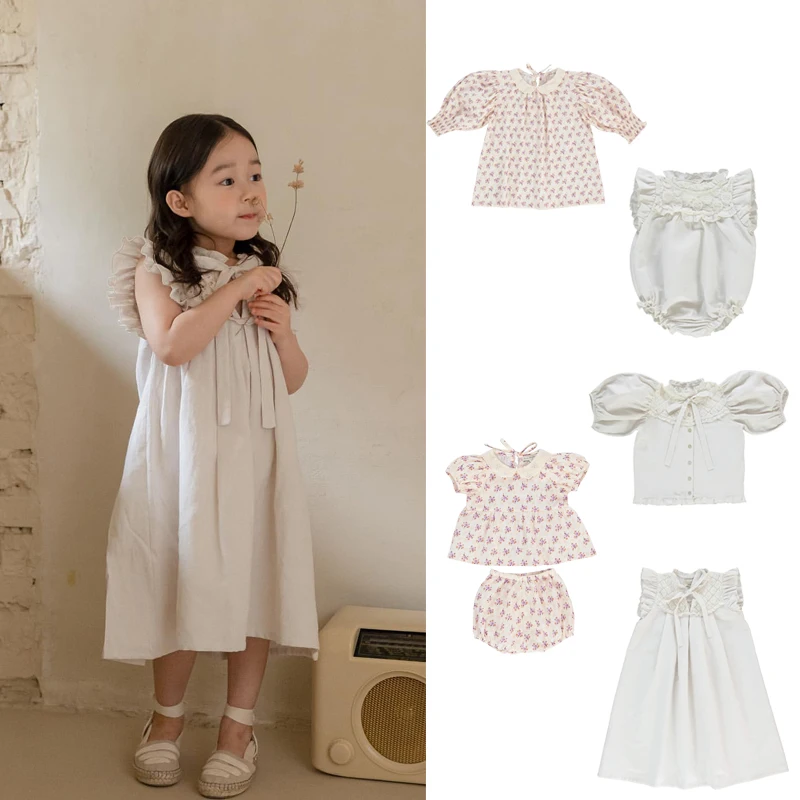 

Summer New BeBe With The Same Girls Floral Dress Hollow Top Linen And Cotton Children's Dress Crawling Clothes Children's Small