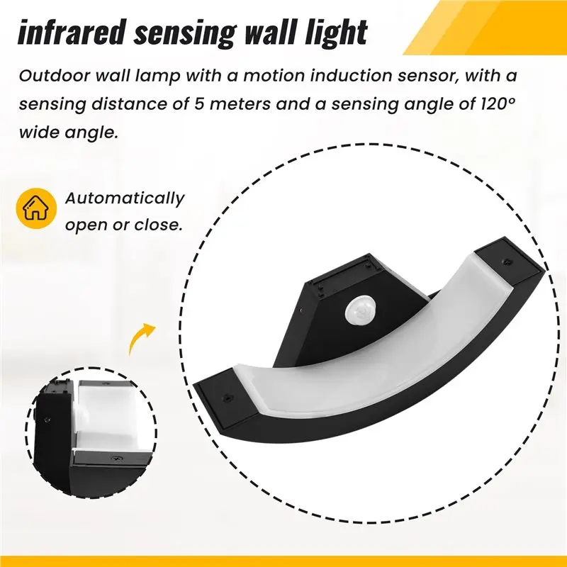 HLZS-2X Outdoor Wall Light With Motion Sensor Indoor Wall Sconce Light Waterproof Lights Street Corridor Stairs Lighting