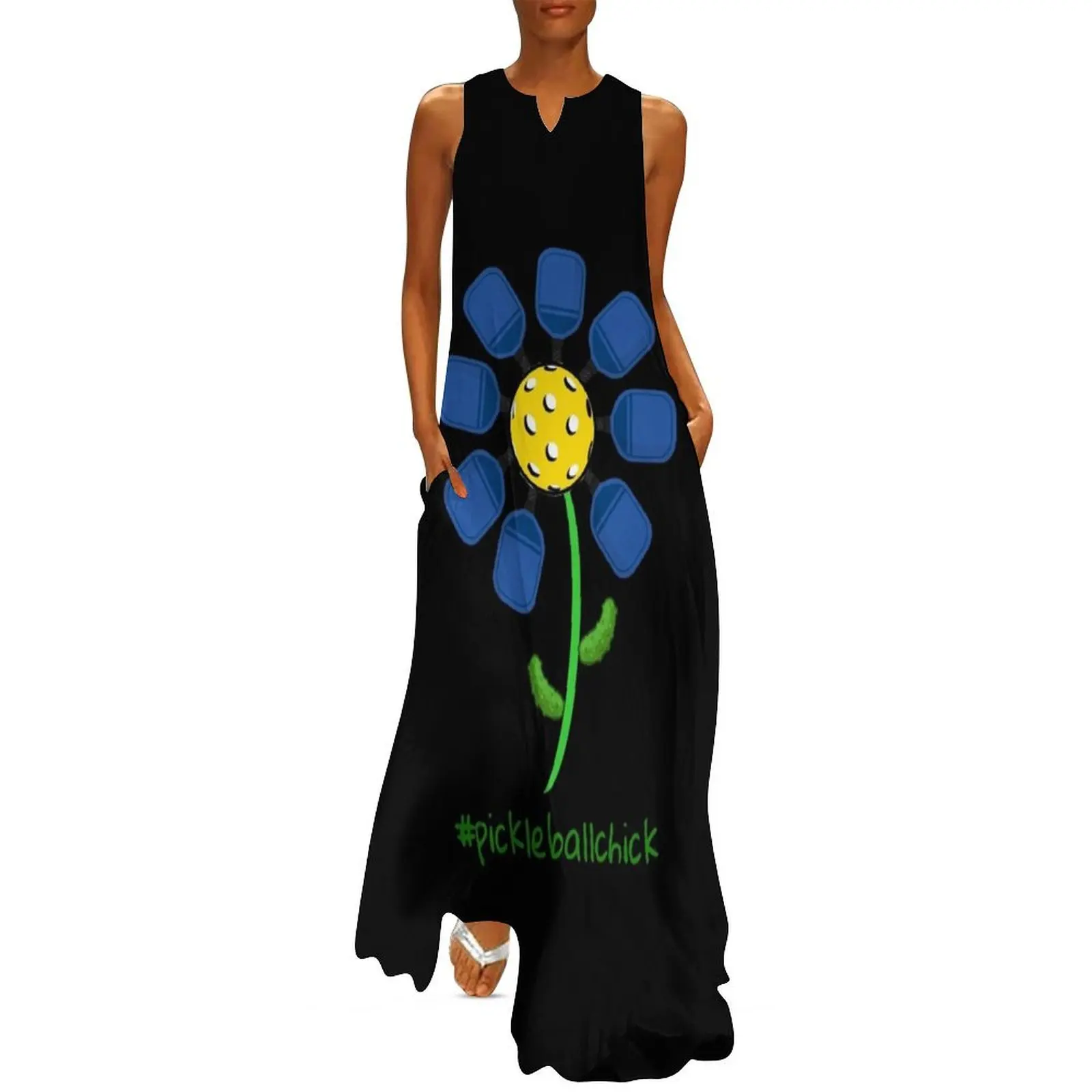 

#pickleballchick adorable flower made of paddles & pickles Long Dress dress summer 2025 women dress party night