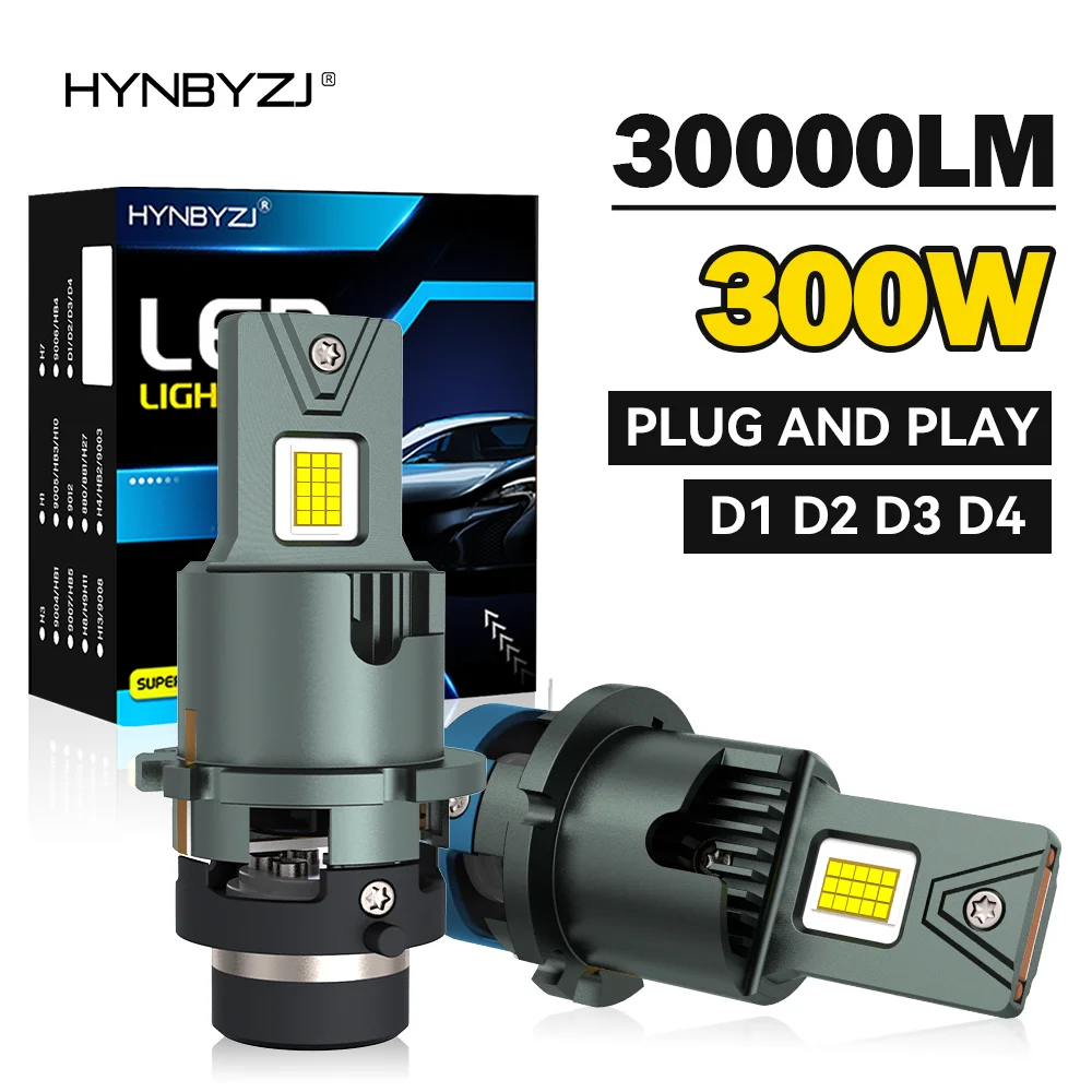 

HYNBYZJ D1S LED Headlight Canbus HID D3S D2S D4S D4R D1R D2R D3R Turbo LED 30000LM CSP Chip 6000K White 300W Plug&Play Headlamp