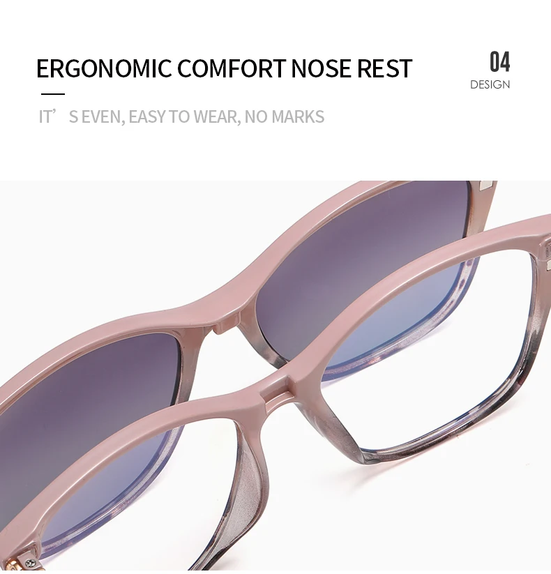 Magnetische polarisierte Sonnenbrille für Damen, modisch, Cat-Eye, 2-in-1-Clip auf Damen, Anti-Blaulicht-Brillengestelle, TR90-Metallbrille – Detail 8