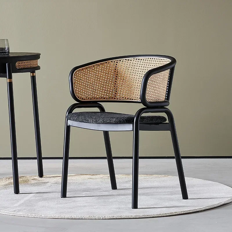 z Household Retro Style Rattan With Backrest Armrest Leisure Chair Simple Modern Living Room Chair Dining Chair New