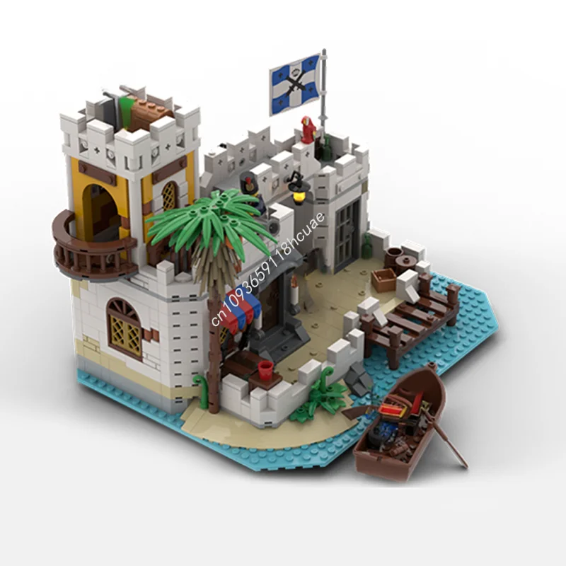 

1129 шт. Moc строительные блоки пиратская тематика для удаления тюремней с док-станцией, башней и тюремной, идеально подходят для коллекционеров для взрослых, рождественский подарок