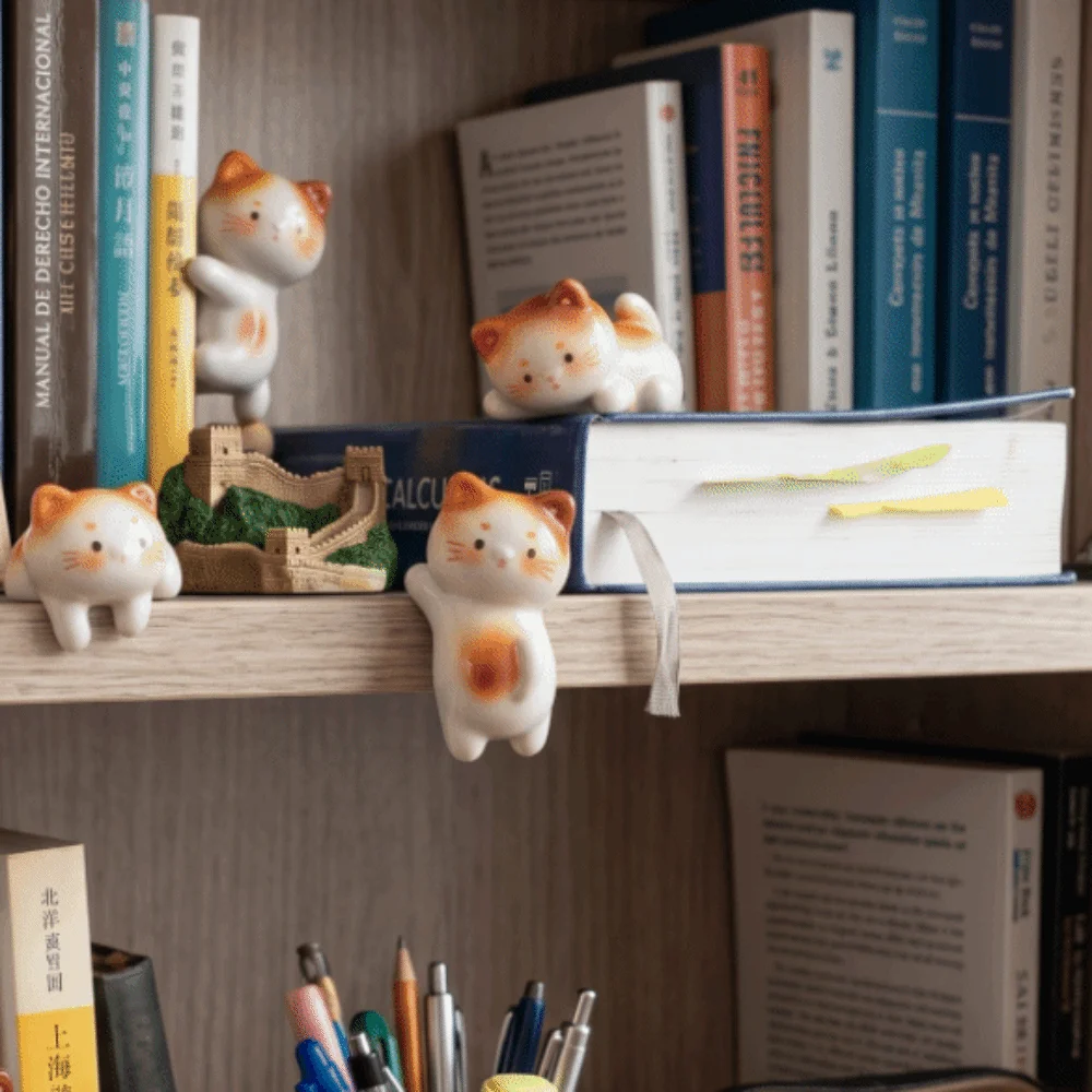 Wealth Cat Cat Figurines Resin Crafts Miniature Mini Cat Ornament Handicraft Micro Landscape Cat Model Toy Indoor Display