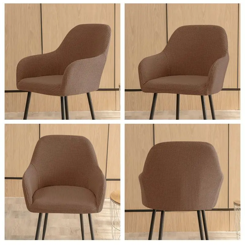 Elastic Curved Dining Chair Cover All Inclusive All-season Universal High Armrest Chair Cover Restaurant Shaped Chair Cover