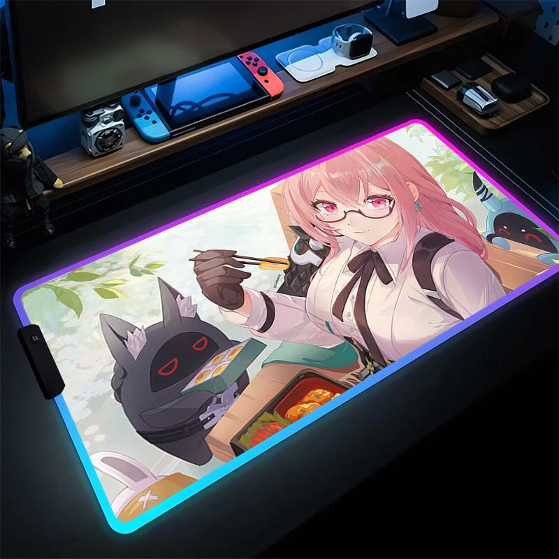 LED-muismat Rubber Tsukishiro Yanagi Gamer Bureaumat RGB Computer Zenless Zone Zero Toetsenbord Pad Gaming Accessoires Muismat