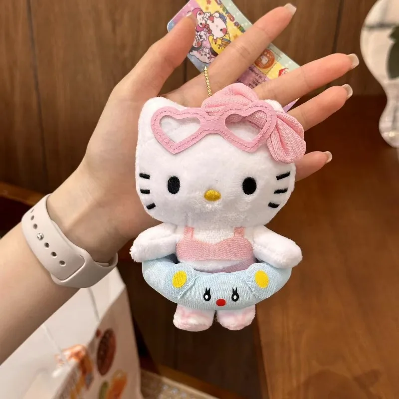 Curly Hair Hello Kitty Keychain Sanrio Plush Anime Vegetable KT Doll Keychain Kawaii Plush Doll Pendant Cute Child  Pendant Gift