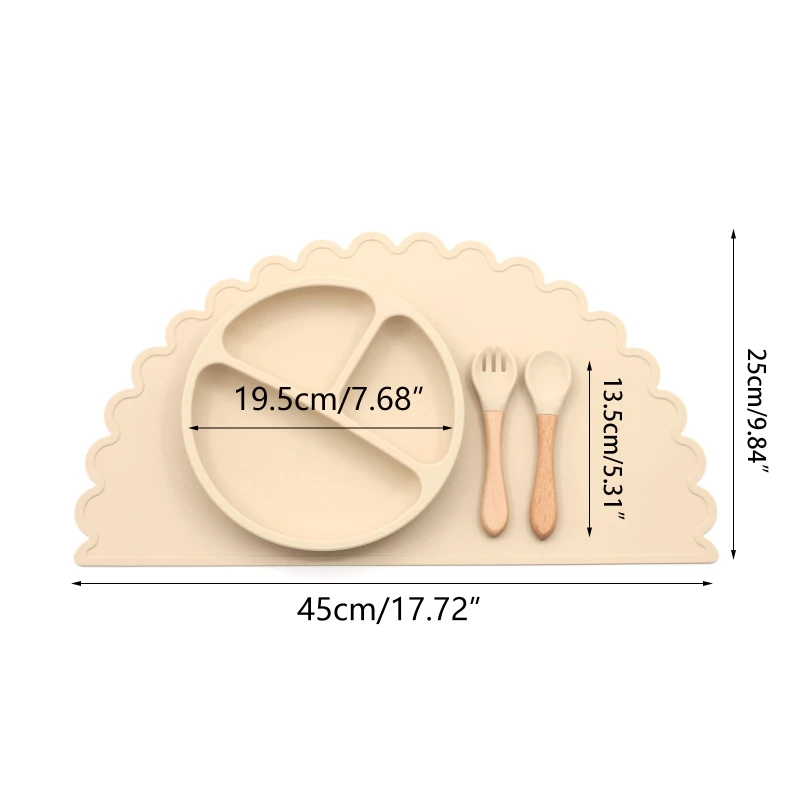 97BE 5 قطعة طبق عشاء الطفل سيليكون وعاء ملعقة شوكة تحديد الموقع مجموعة التدريب تغذية أواني الطعام أطباق أدوات المائدة عدة