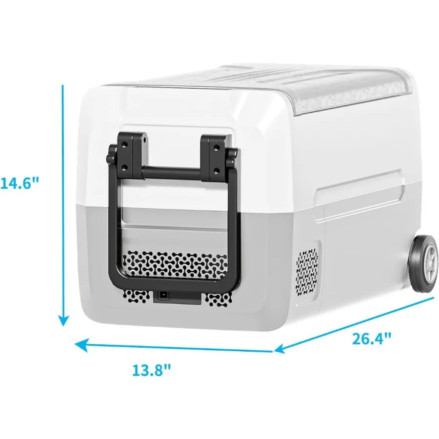 38QT 35L ثلاجة سيارة محمولة 12 فولت ثنائي المنطقة مبرد الفريزر مع 12/24 فولت DC110/240 فولت التيار المتناوب -468 ثلاجة سيارة مع عجلات سلة Lo #3