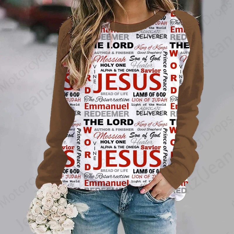 Jesus Christian Sweatshirt Letter 3d Print Hoodie Women Fashion O-neck Hoodies Female Sweats Winter Coat Girl Clothes Sudadera