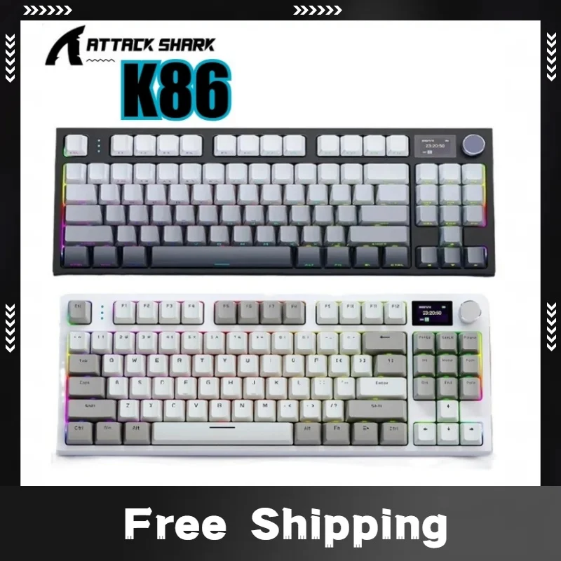 

Attack Shark K86 2,4G 3-режимная беспроводная механическая клавиатура с многофункциональной металлической ручкой игровая клавиатура с TFT-экраном Plug-Play