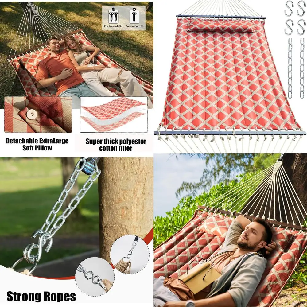 

Двойной гамак с распорными штангами — емкостью 600 фунтов, съемная подушка, сверхпрочная подвесная конструкция для улицы для патио, сада, ба