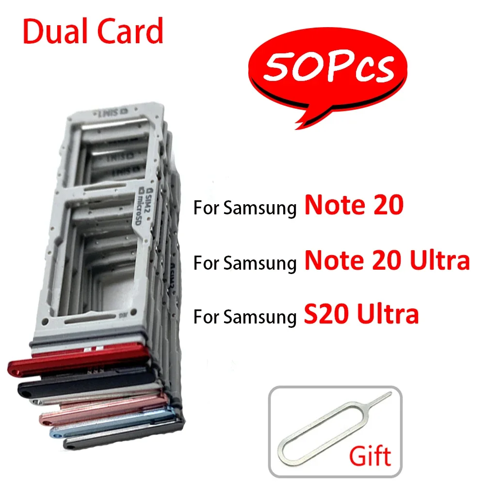 50Pcs，NEW Micro Nano SIM Card Holder Tray chip slot drawer Holder Adapter Socket  For Samsung Note 20 / S20 Ultra Dual Card