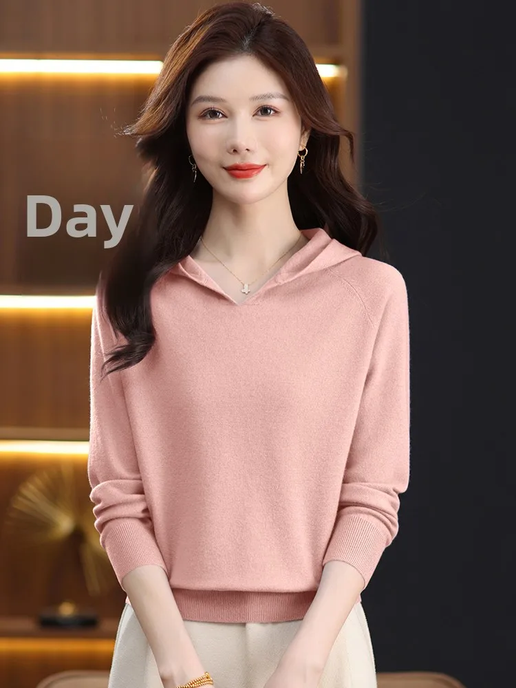 

Осенний новый свободный вязаный шерстяной свитер, женский модный универсальный дизайн шапки, дышащая, удобная, повседневная...