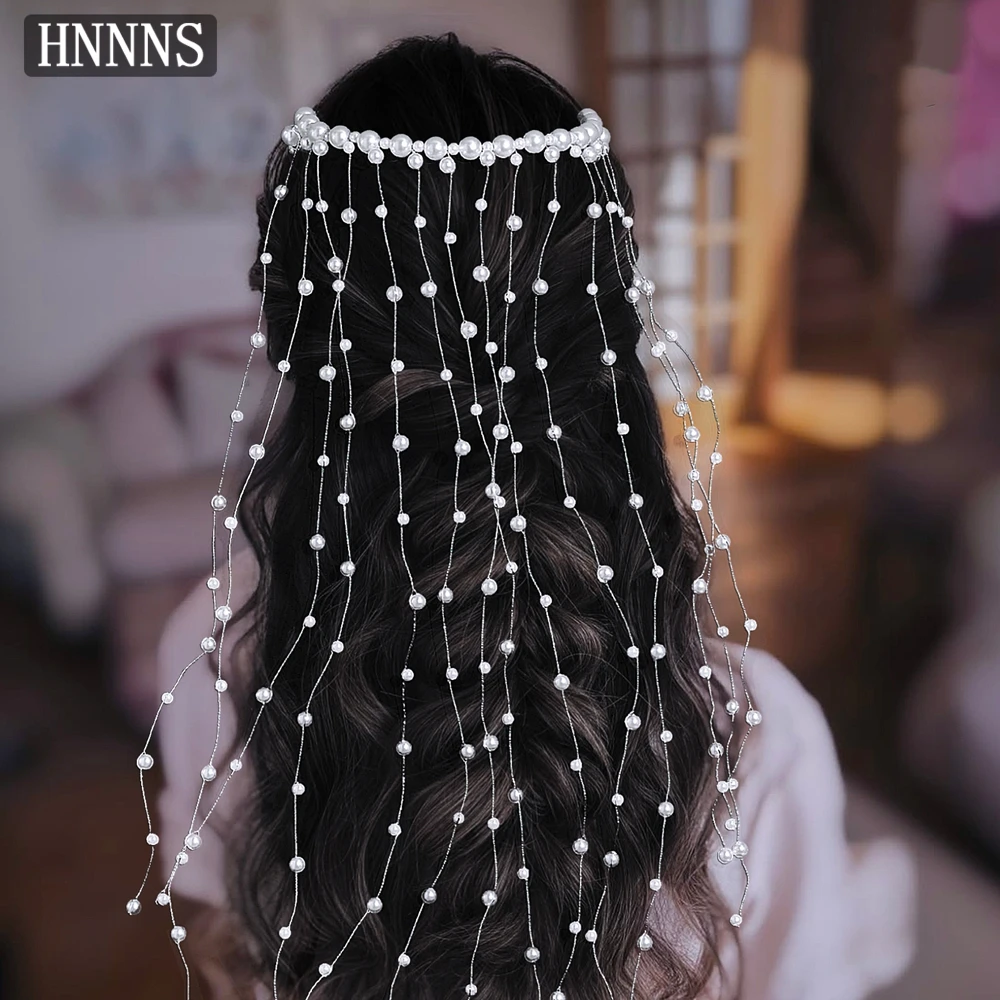 

HNNNS Sweet Hair Vine Hair Accessories Long Pearl Tassel Hairpin Romantic Dating Hair Hoop Fashion Wedding Dress Headdress A171