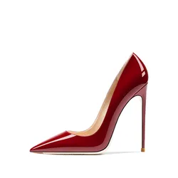Sexy Wine Pumps with Pointed Toe Fashion 12cm High Heels Elegant Claret Women Autumn Shoes Daily Office Party