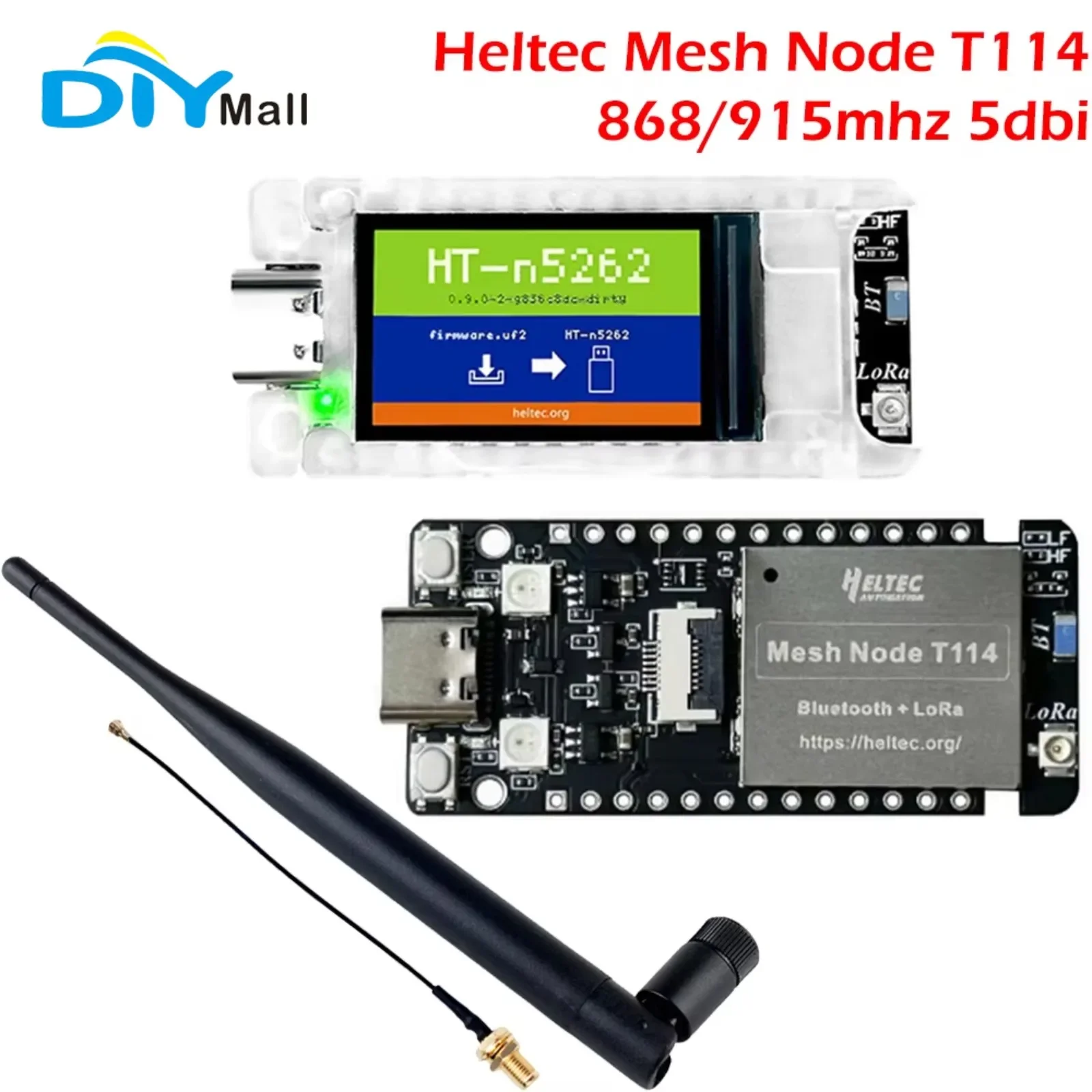 DIYmall Heltec Mesh Node T114 - LoRaWAN Tracker Board with nRF52840, SX1262, 868/915MHz Antenna (Low Power Devboard)