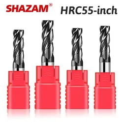 SHAZAM HRC55 4-Flute 3/4 5/8 Inch Flat End Mill Tungsten Steel Carbide Nano Coating Milling Cutter CNC Machining Endmills Tools