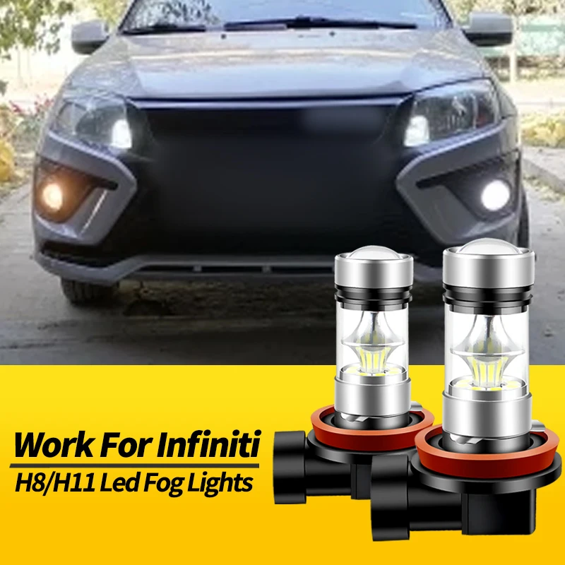 

2PCS H8 H11 100W LED Fog Lights Bulbs Canbus For Infiniti QX56 QX60 QX70 Q40 Q45 Q60 EX35 EX37 G25 G37 JX35 Car Accessories ﻿